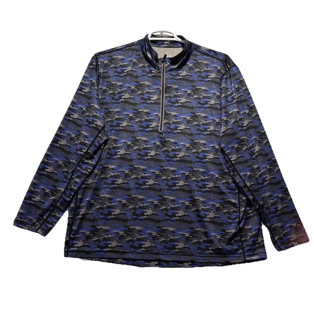 1764 Shirt Men's XL Blue Camo 1/4 Zip Long Sleeve Golf Signature Performance